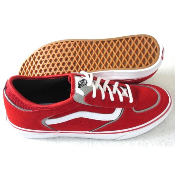 Vans Men's Skate Geoff Rowley Suede Red White Striped Shoes sizes NIB - Picture 2 of 5